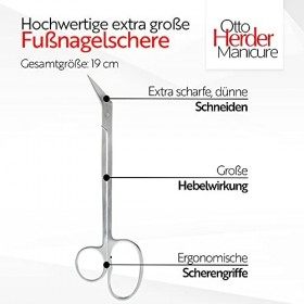 OTTO HERDER Ciseaux à ongles de pieds, extra-longs, environ&nbsp;: 19cm, pour personnes âgées, en acier inoxydable, avec micro-den