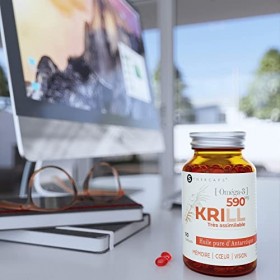 Huile de Krill pure| Concentré 1180mg | 90 gélules | Omega 3 EPA DHA et Antioxydant| Éco-responsable | Sans poisson - sans od
