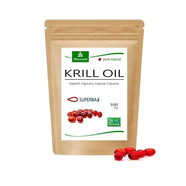 MoriVeda® - Capsules dhuile Superba Krill différentes tailles demballage - huile de krill premium avec oméga 3,6,9, astax