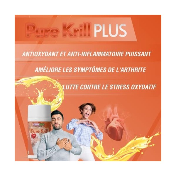 Huile de krill Pure unique + EPA/DHA + Astaxanthine bio-assimilée | Régule les niveaux de cholestérol et de triglycérides | A