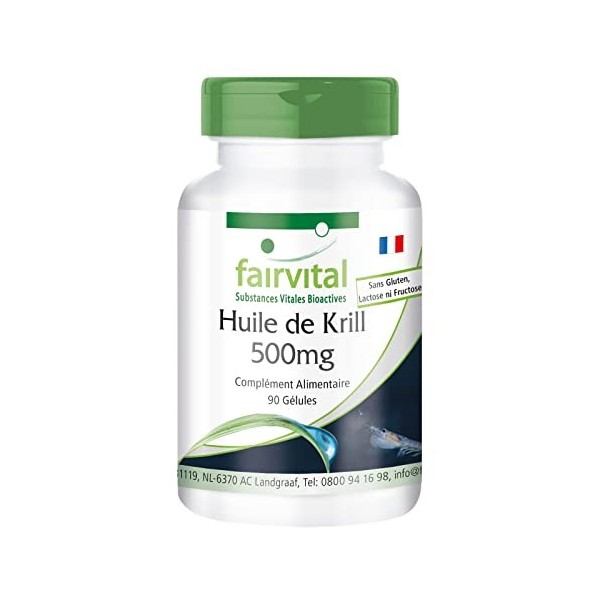 Fairvital | Huile de Krill 500mg Fortement dosé - 90 Licaps® - Superba Antarctique riche en EPA et DHA