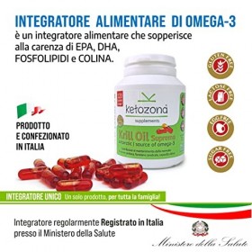 Ketozona Huile de Krill Antarctique Pure - Complément doméga-3 EPA DHA - 120 capsules LICAPS Made in Italy