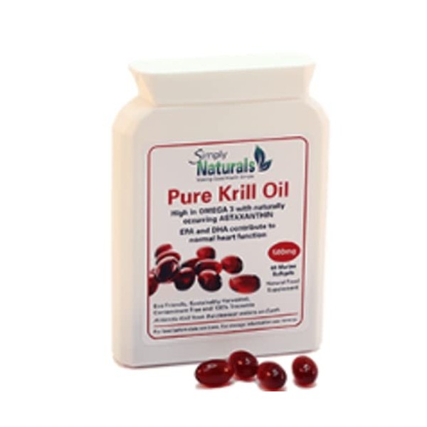 Simply Naturals Huile de krill pure extraite de locéan Antarctique 500 mg 60 Gel souple marin 2 mois dapprovisionnement 