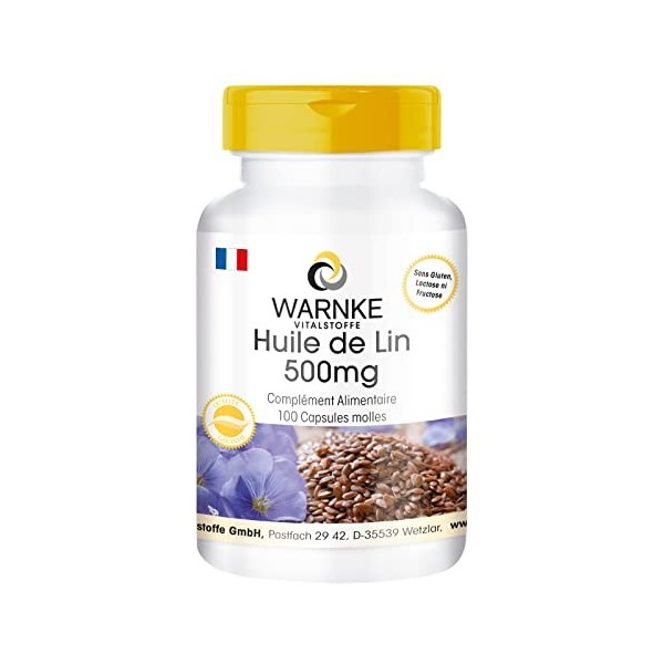 Huile De Lin 1000 mg - 100 gélules molles - Préssé à froid - 52,6% dacide alphalinolénique | Warnke Vitalstoffe Les bienfaits...
