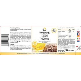 Huile De Lin 1000 mg - 100 gélules molles - Préssé à froid - 52,6% dacide alphalinolénique | Warnke Vitalstoffe