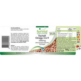 Fairvital | Huile de lin graines de lin Omega 3-6-9 - pendant 2 mois - pressée à froid - 120 gélules - riche en acide alpha-l