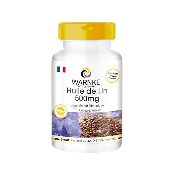 Huile de Lin 500mg – 100 gélules molles - Préssée à froid - avec vitamine E | Warnke Vitalstoffe Les bienfaits du complément ...
