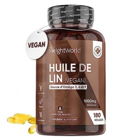 Oméga 3 6 9 Huile de Lin 1000mg - 180 Gélules 6 Mois Vegan - Alternative À lHuile de Poisson - Source dAcides Gras Oméga Les...