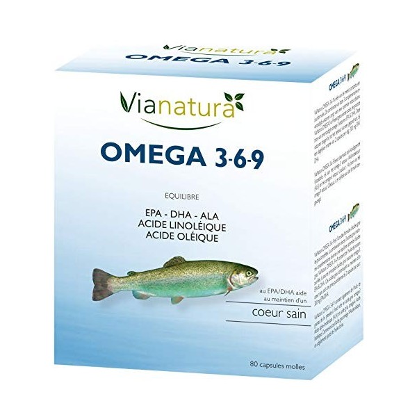 Vianatura Omega 3-6-9 Formule Complète Équilibre Acides Gras Essentiels Huile de Poisson/Huile de Graines de Lin/Huile dOliv