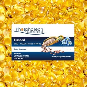 Huile de Lin linseed oil 500 mg - Cartons de 1.000 ou 10.000 capsules - Cartons of 1.000 or 10.000 capsules - Fabriqué en F L...