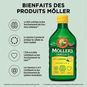 Moller’s ® | Huile de foie de morue oméga 3 | Compléments alimentaires oméga-3 avec EPA, DHA, vitamines A, D et E | Prix Supe