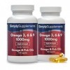 Oméga 3, 6 & 9 1000mg |240 Gélules|Jusqu’à 8 mois de Bienfaits |SimplySupplements