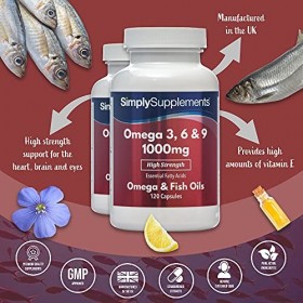 Oméga 3, 6 & 9 1000mg |240 Gélules|Jusqu’à 8 mois de Bienfaits |SimplySupplements