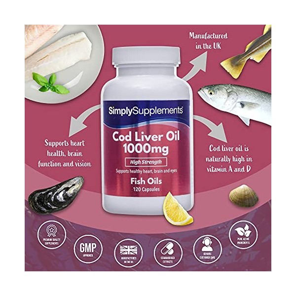 Huile de Foie de Morue 1000mg - 120 Gélules - Jusqu’à 4 mois de bienfaits - SimplySupplements.