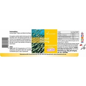 Huile de poisson 500 mg - 60 softgels, Source naturelle dacides gras oméga-3, 18% EPA et 12% DHA, Dosage sûr | Vitamintrend®
