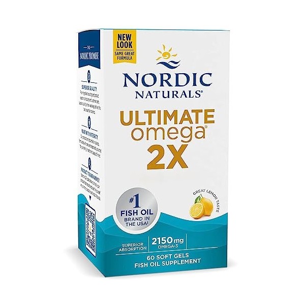 Nordic Naturals, Ultimate Omega 2X, 2150mg dOméga-3, Huile de Poisson avec EPA et DHA, 60 Capsules molles, Goût Citron, Test