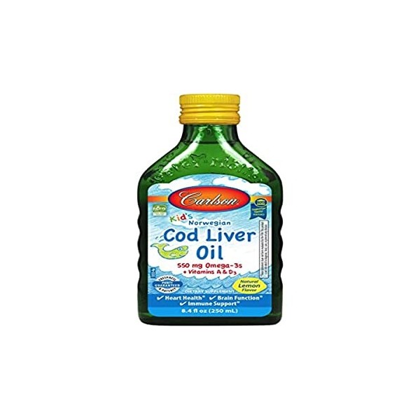 Kids Cod Liver Oil, 550mg Natural Lemon - 250 ml.