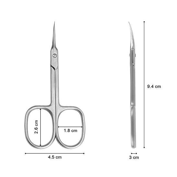 Longivia® Ciseaux Cuticules Professionnel Pointe Ultra Fine Incurvée 1 mm en Acier Inoxydable Ciseau Coupe Cuticule Ongle de 