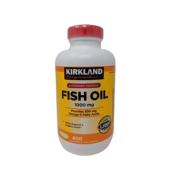 Kirkland Signature Natural Fish Oil Concentrate With Omega-3 Fatty Acids, 400 Softgels, 1000Mg by Kirkland