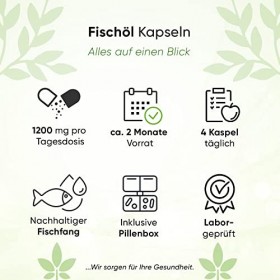 OMEGA Lot de 3 capsules souples en gel de pêche avec 1 000 mg par capsule et 330 mg EPA + 220 mg DHA, qualité absolue, sans a