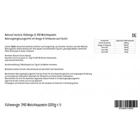 Natural Factors, Rx Omega-3 Fish Oil Huile de Poisson , 630mg, avec EPA et DHA, 240 Capsules molles Enteripure, Testé en Lab
