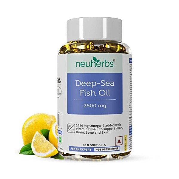 Green Velly Indian Neuherbs Deep Sea Omega 3 Fish Oil - Omega 3 Supplement Triple Strength 2500 Mg, Vitamin D - Fish Oil soft