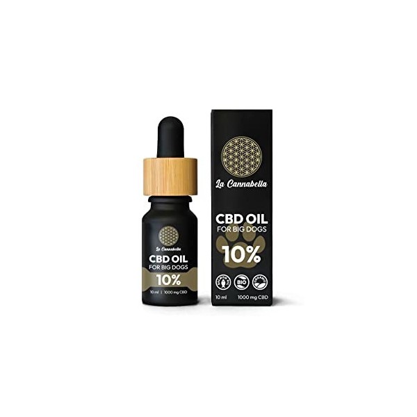 La Cannabella Big Dogs | Huile 10% | 100% biologique | Huile à lextrait naturel, oméga 3 et vitamine E | Base dhuile de sau