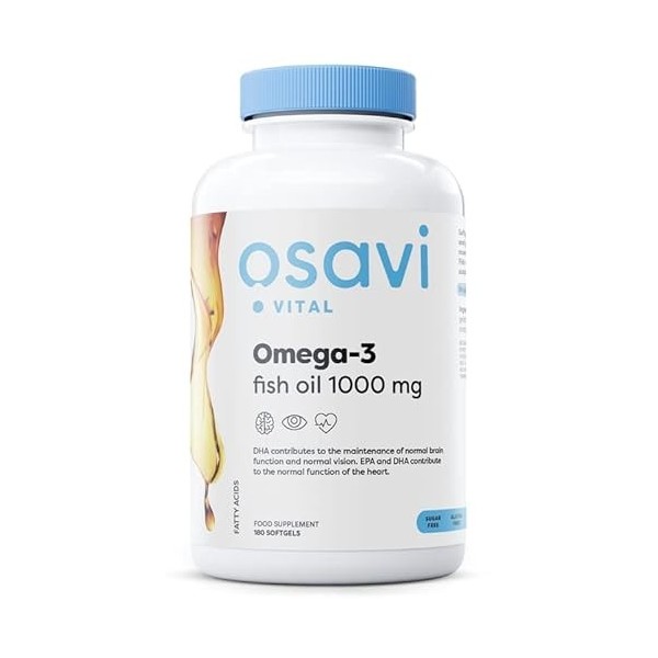 Osavi Omega-3 Fish Oil Molecularly Distilled, 1000mg - 180 softgels