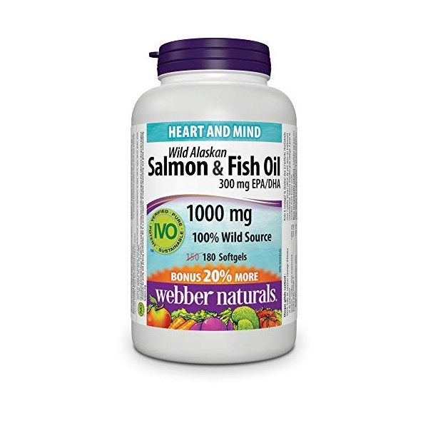 Webber Naturals Wild Alaskan Salmon & Fish Oil 300 mg EPA/DHA 1000 mg 180 Softgels