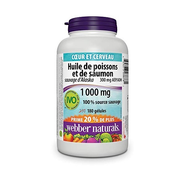 Webber Naturals Wild Alaskan Salmon & Fish Oil 300 mg EPA/DHA 1000 mg 180 Softgels