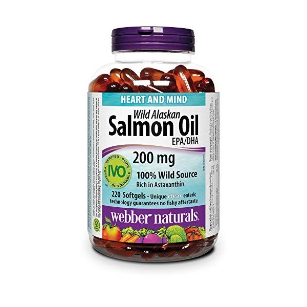 Webber Naturals Wild Alaskan Salmon Oil 200 mg EPA/DHA 220 Softgels