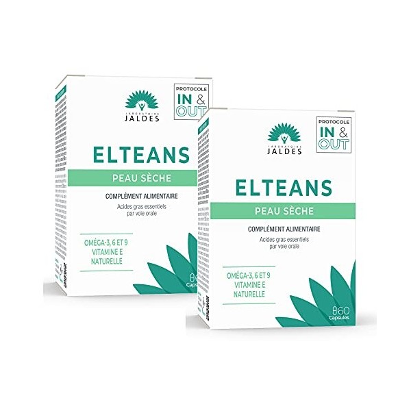 ELTEANS CAPSULES Lot de 2 boites de 60 Caps 120 Caps | Confort des Peaux Sèches à très Sèches | Apporte une Combinaison Equ