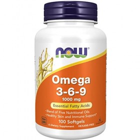 Now Foods, Omega 3-6-9, 1000mg, avec des Huiles Végétales de Haute Qualité, Haute Dosé, 100 Capsules molles, Testé en Laborat