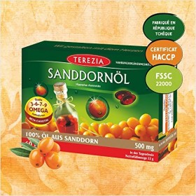 TEREZIA Capsules dhuile dargousier - Huile dargousier 100% pure et naturelle, contient des oméga 3-6-7-9 et du bêta-carotè