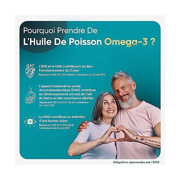 Oméga 3 Huile de Poissons Sauvages 2000mg - 240 Gélules - 660mg EPA + 440mg DHA Pour 4 Mois, Forte Concentration en Acides Gr