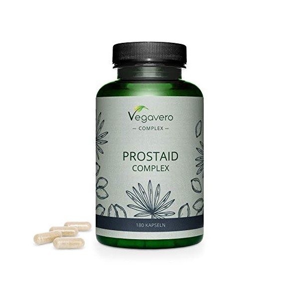 Prostaid Complex Vegavero® | Prostate et Confort Urinaire | 180 Gelules | 100% Naturel | Saw Palmetto + Ortie + Citrouille +