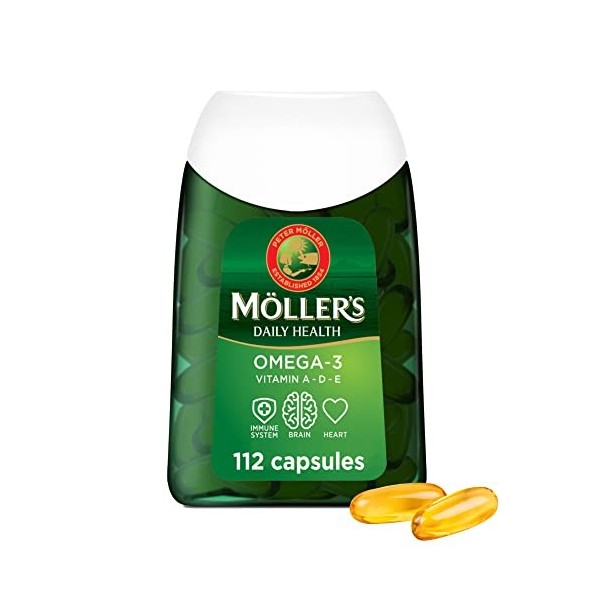 Moller’s ® | Capsules oméga-3 | Huile de poisson | Complément alimentaire nordique doméga-3 avec EPA, DHA, vitamines A, D et