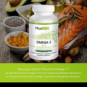 Plusvive - 365 gélules doméga-3 avec enveloppe en gélatine de poisson, 1 000 mg 