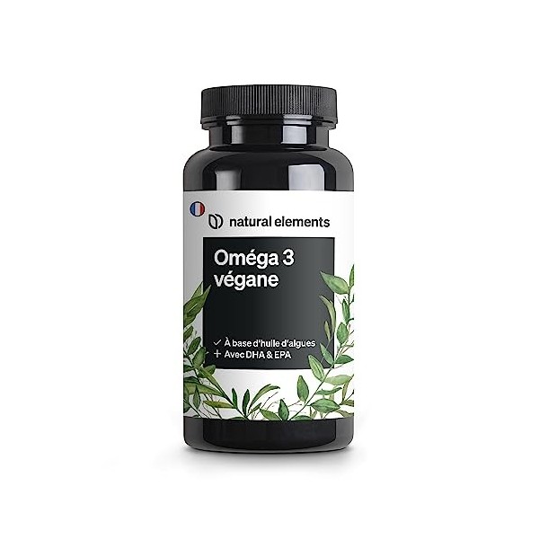 Omega 3 Vegan – 1444mg Huile d’Algues – 90 Gélules – Oméga 3 avec DHA & EPA de haute qualité – Omega 3 pour végétaliens – con