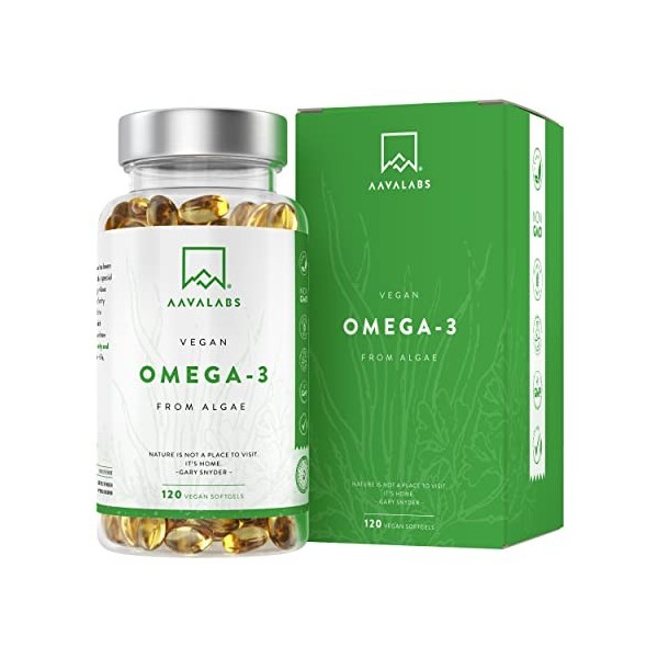 Omega 3 Vegan [1100mg] Oméga 3 dHuile dAlgue d’Origine Durable Hautement Dosé 600mg DHA + 300mg EPA par Dose - Complément