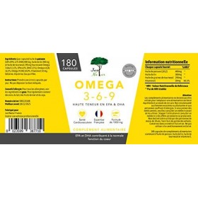 JustNatur-OMEGA 3-6-9-Ingrédients Qualité Supérieure-Haute teneur en EPA-DHA-Poisson sauvages-180 Capsules jusquà 6 mois de
