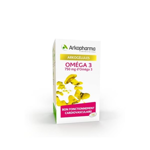 Arkogélules® Oméga 3 - Actifs dorigine marine pour un bon fonctionnement cardiovasculaire - 180 capsules