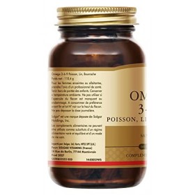 Solgar Omega 3-6-9 - Cardiovasculaire - Acides Gras - Poisson, Lin, Bourrache - Complément Alimentaire - Flacon de 60 capsule