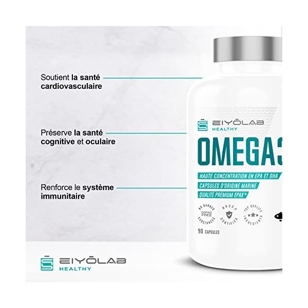 Oméga 3 EPAX® | Huile de Poissons Sauvages 2200 mg | Riche en Acides Gras 880 mg EPA + 660 mg DHA pour 2 Capsules | Huile Pur