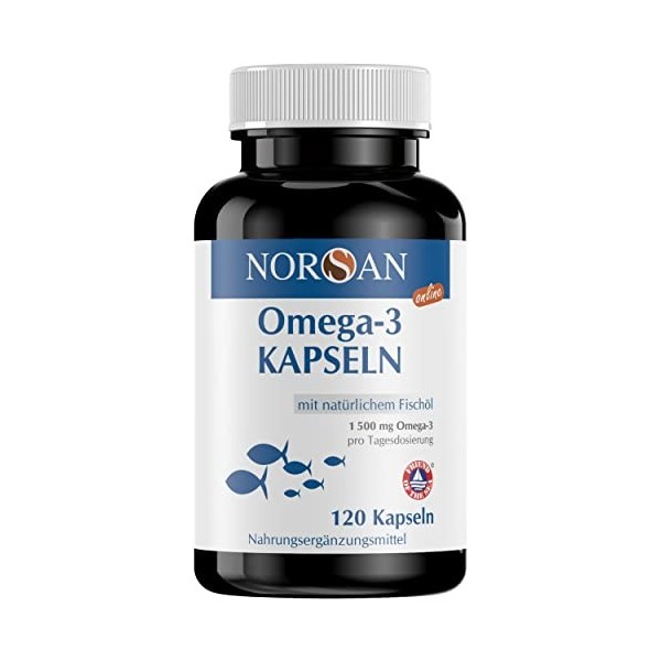 NORSAN Omega 3 Capsules de qualité supérieure et hautement dosé – 1500 mg doméga 3 par dose journalière – Recommandé par 400