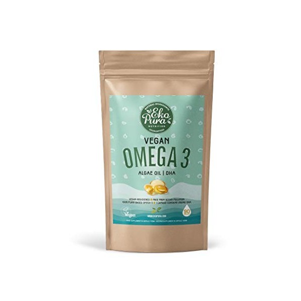 Vegan Oméga 3 - Huile dAlgues, 90 Capsules 250mg DHA/Capsule 