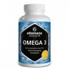 OMEGA 3 DHA EPA - 1000 mg par 1 Gélule, Dhuile de Poisson pure avec 400 mg 40% dEPA et 300 mg 30% de DHA pour 3 Mois, F