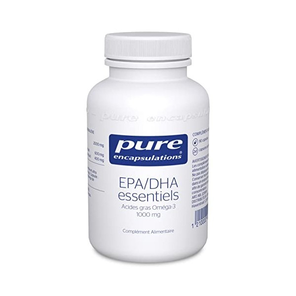 Pure Encapsulations - EPA/DHA Essentiels - Acides Gras Oméga 3 1000mg - Huile de Poisson Hautement Concentrée, Microfiltrée &