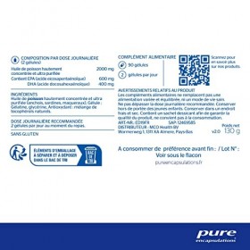 Pure Encapsulations - EPA/DHA Essentiels - Acides Gras Oméga 3 1000mg - Huile de Poisson Hautement Concentrée, Microfiltrée &
