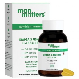 Green Velly Man Matterrs 7x Purified Omega 3 Fish Oil Softgel Capsules 1000mg Omega 3 with 360 mg EPA & 240 mg DHA | For Br